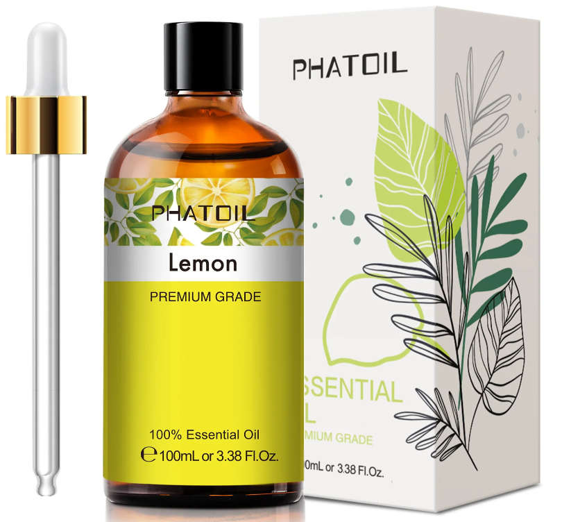 Huile essentielle de citron 100 ml avec pipette, flacon couleur jaune