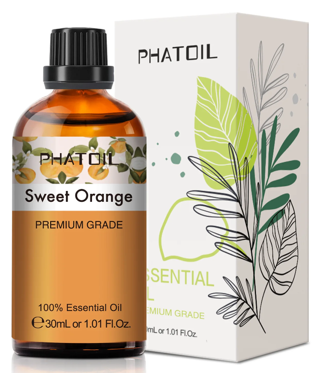 Flacon d’huile essentielle d’orange douce Phatoil 30 ml, couleur orange