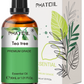 Flacon d’huile essentielle de tea tree Phatoil 30 ml, avec sa boite en arrière plan